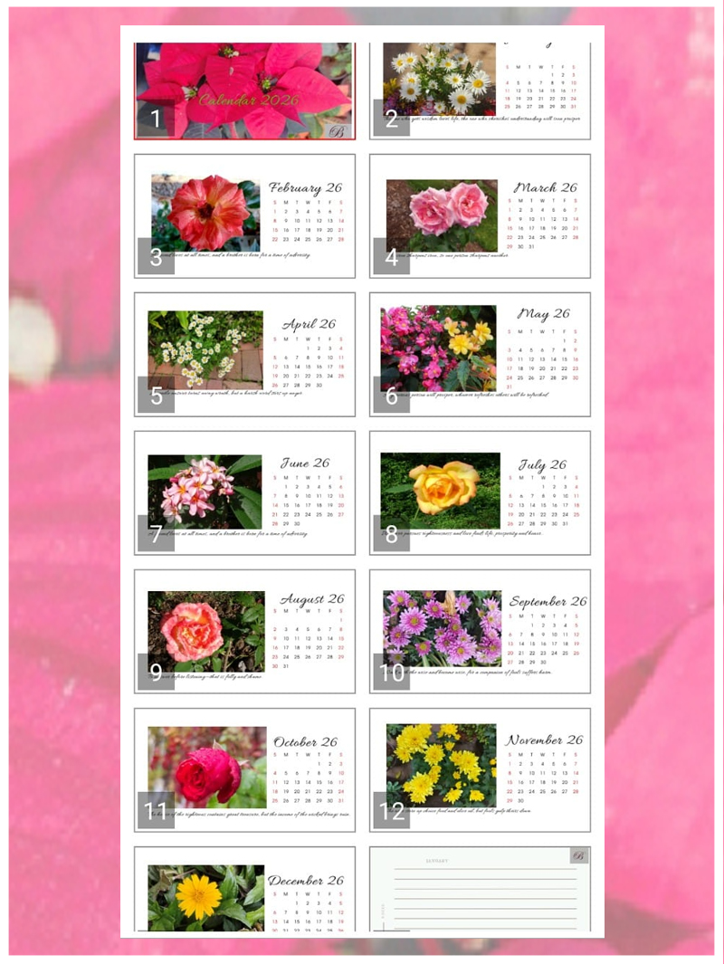 Floral Desktop Calendar 2026 Bijou Inc - Image 4